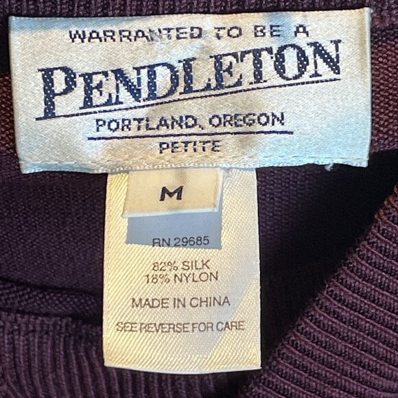 Pendleton Silk Turtleneck Sweater Shirt Blouse Womens Medium Petite Plum Purple - Picture 8 of 8